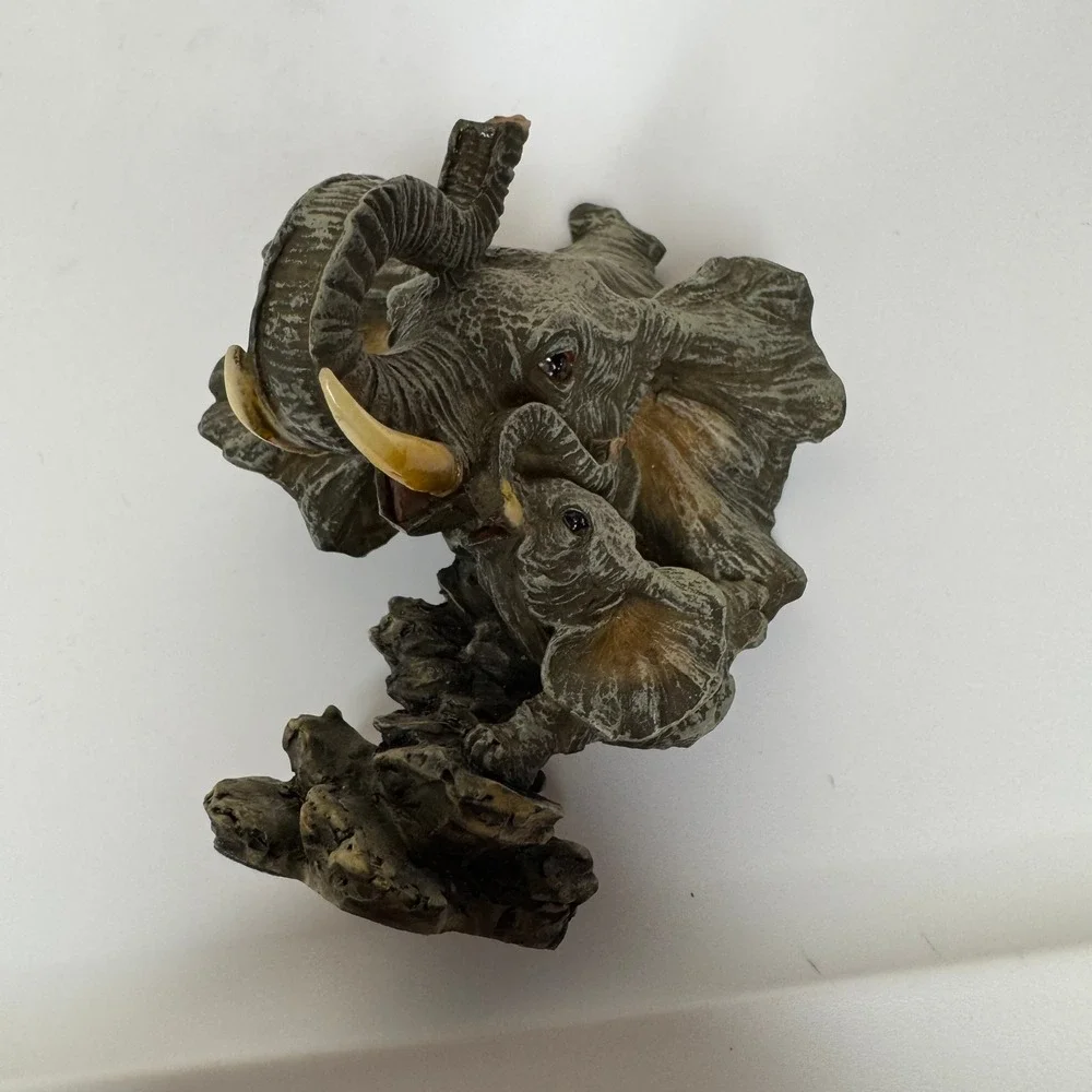 Youngs Inc Elephant Mother Baby‎ Bust Heads Figurine Statue Resin